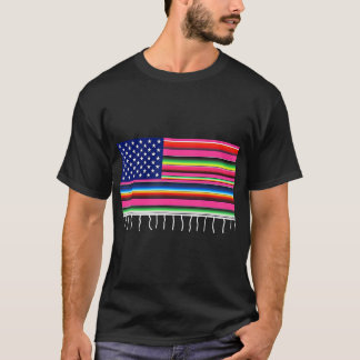 Mexikanska amerikanska Flagga USA Serape Cinco De  T Shirt