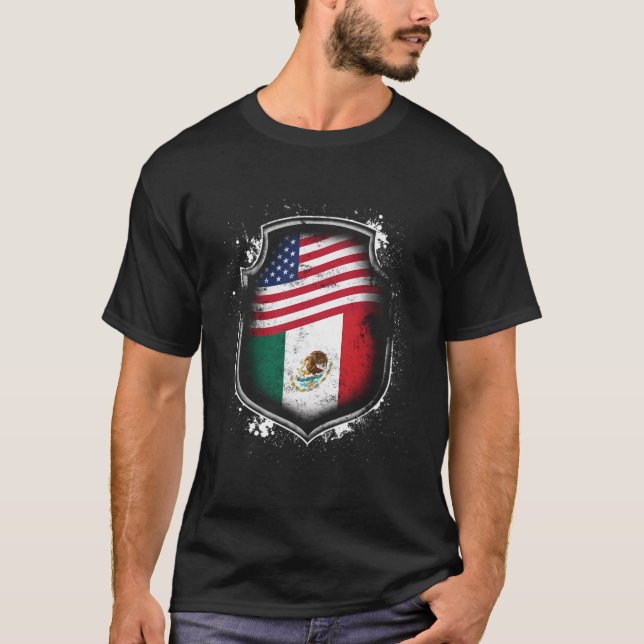 Mexikanska amerikanska Flaggor och Amerika T Shirt (Framsida)