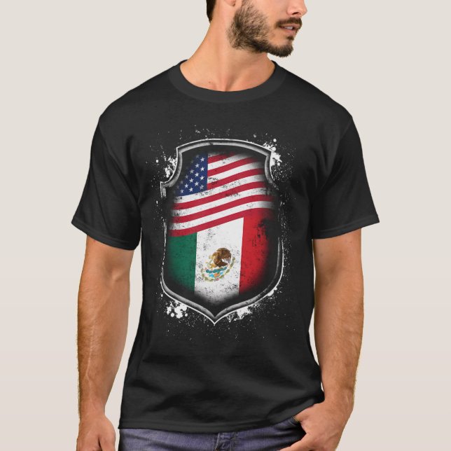 Mexikanska amerikanska Flaggor och Amerika T Shirt (Framsida)