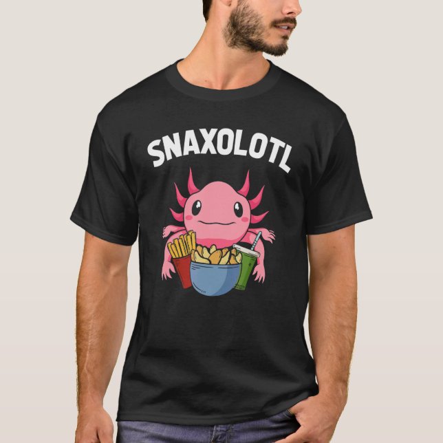 Mexikanska amfibiska Snacks Salamander Snaxolotl A T Shirt (Framsida)