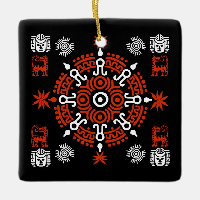 Mexikanska aztec Art Home Decor Julgransprydnad Keramik (Framsida)