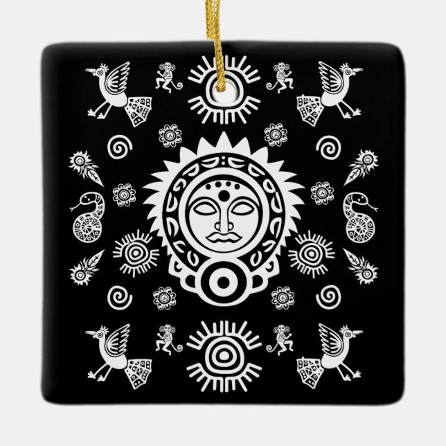 Mexikanska aztec Art Home Decor Julgransprydnad Keramik (Framsida)