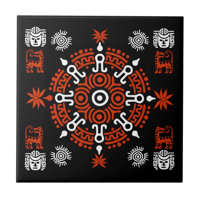 Mexikanska aztec Art Home Decor Kakelplatta (Framsidan)