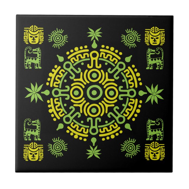 Mexikanska aztec Art Home Decor Kakelplatta (Framsidan)