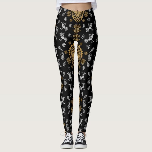 Mexikanska aztec Art Home Decor Leggings (Framsida)