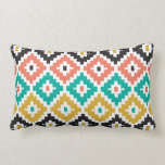 Mexikanska aztec-stamtryckeriet Ikat Diamond Mönst Lumbarkudde<br><div class="desc">Coola trendig färglös modern stamskrift Ikat mönster med pixel zigzag-diamanter i det traditionella mexikanska färgen av blått,  rosa,  gult och svart. Anpassa den genom att lägga till foton och/eller text för att skapa din egen unika design!</div>