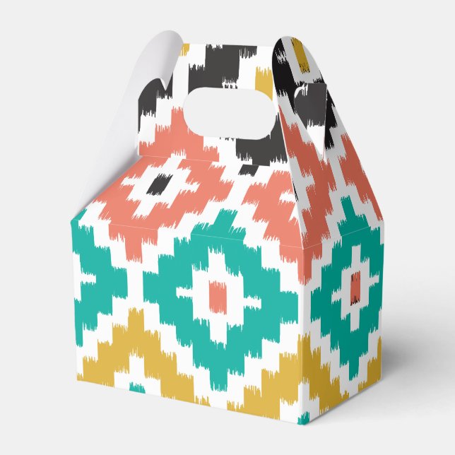 Mexikanska aztec-stamtryckeriet Ikat Diamond Mönst Presentaskar (Framsidan Sidan)