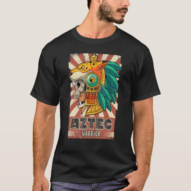 Mexikanska Aztec Warrior T Shirt (Framsida)