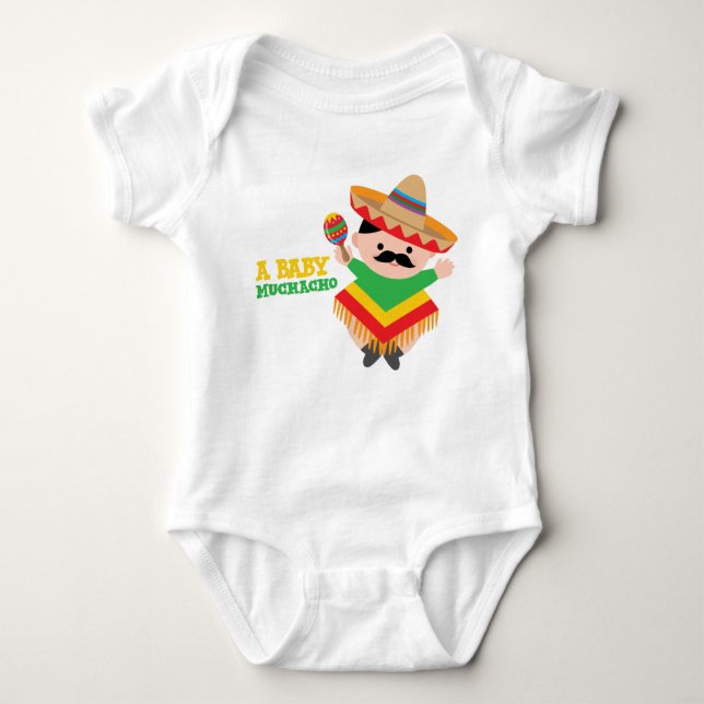 Mexikanska Baby-bojdräkt, Fiesta Baby Shower Gift Tee Shirt (Framsida)