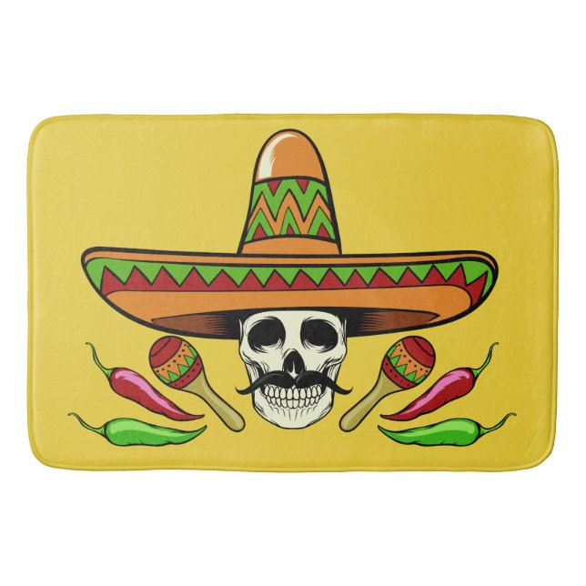 Mexikanska badkar i Skull anpassningsbar färg Badrumsmatta (Framsidan)