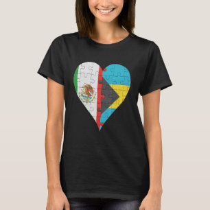 Mexikanska Bahamian Flagga Heart T Shirt