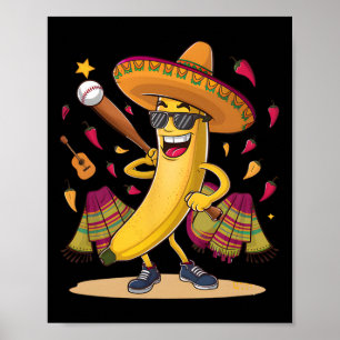 Mexikanska Banana som spelar baskeball Funny Cinco Poster