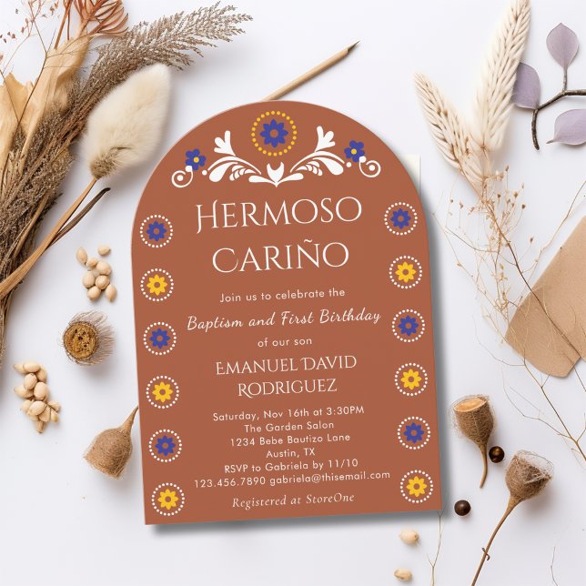 Mexikanska Barro Cielito Lindo Baptism och 1:a föd Inbjudningar (Skapare uppladdad)