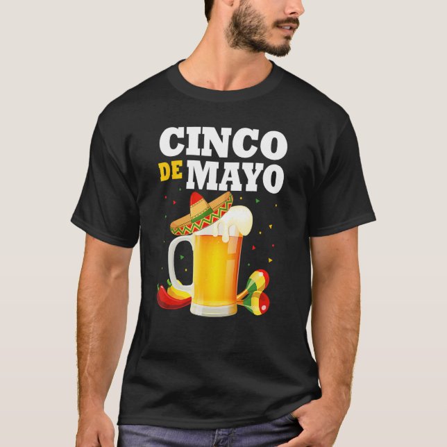 Mexikanska Beer Glass Cinco De Mayo Outfit För man T Shirt (Framsida)