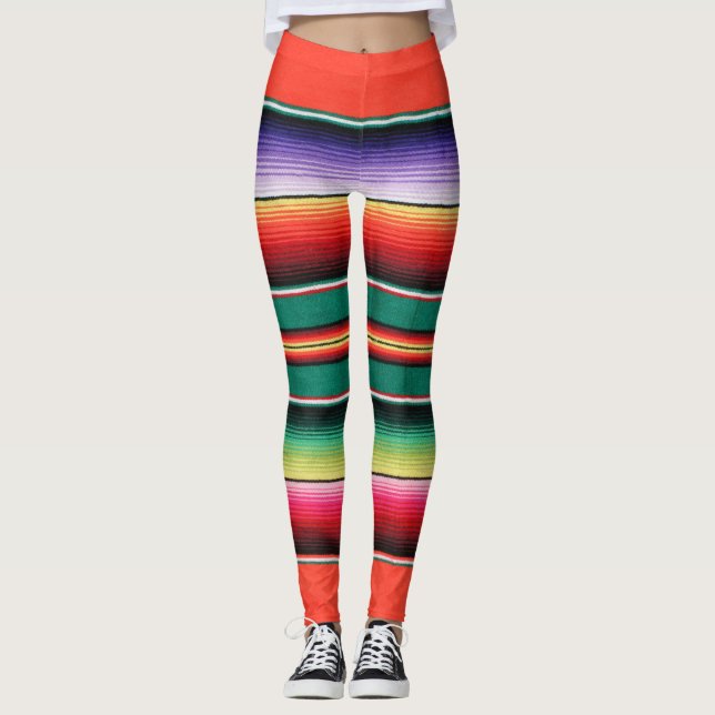 Mexikanska Blanket mönster-balkar Leggings (Framsida)