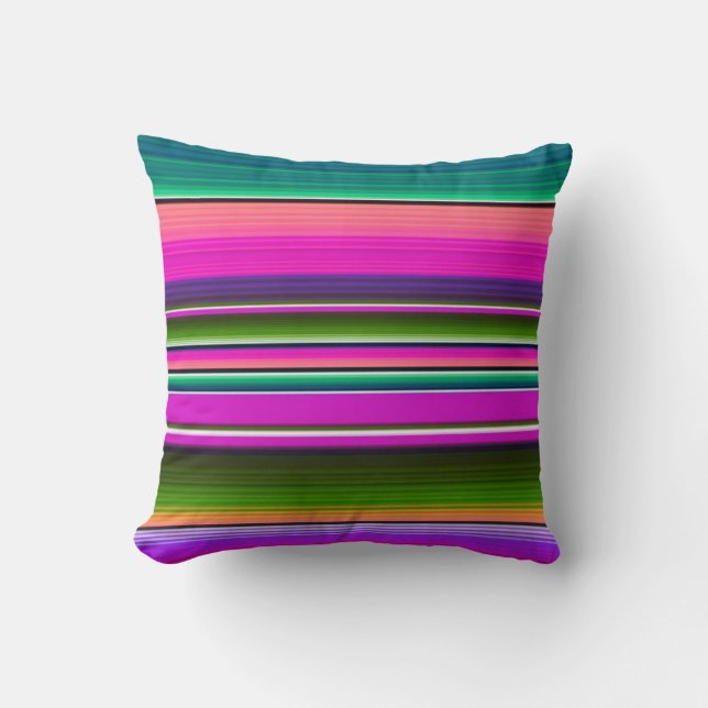 Mexikanska Blanket Rand Colorful Rainbow Sarape Kudde (Framsida)