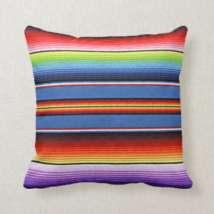 Mexikanska Blanket Rand Colorful Rainbow Spanska Kudde