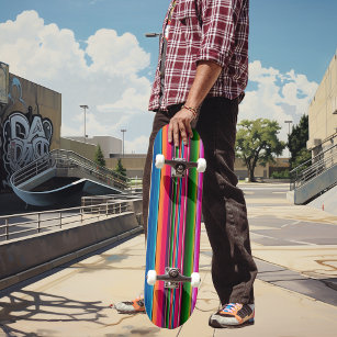 Mexikanska Blanket Rand Serape Colorful Mexiko Mini Skateboard Bräda 18,5 Cm