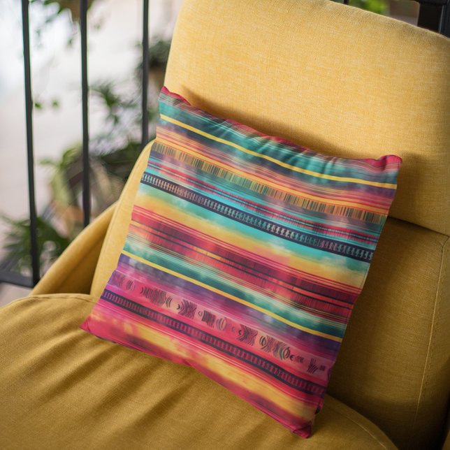 Mexikanska Blanket Rand Watercolor Kudde (Skapare uppladdad)