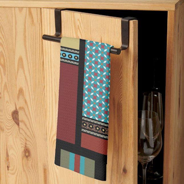 Mexikanska blocket Rand Mönster 1 Kökshandduk (Thirds Fold)