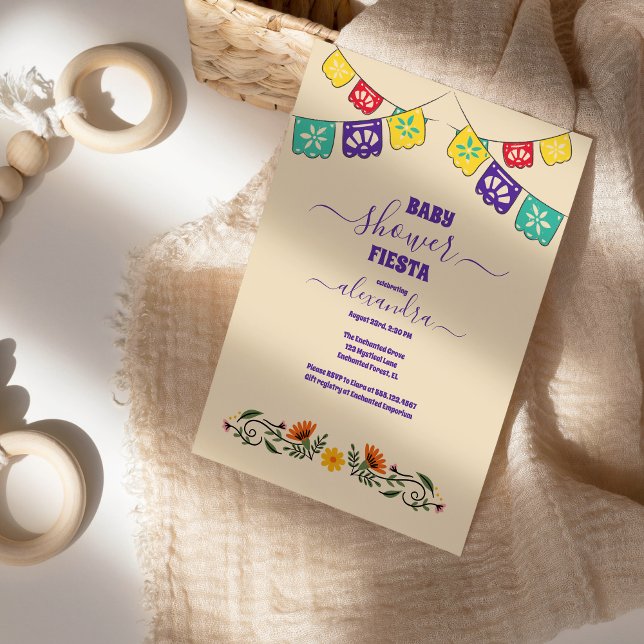 Mexikanska Blommigten Flowers Fiesta Girl Baby Sho Inbjudningar (Skapare uppladdad)