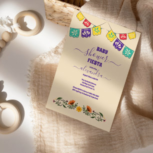 Mexikanska Blommigten Flowers Fiesta Girl Baby Sho Inbjudningar