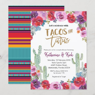 Mexikanska Blommigten Tacos och Tutus Couple Showe Inbjudningar