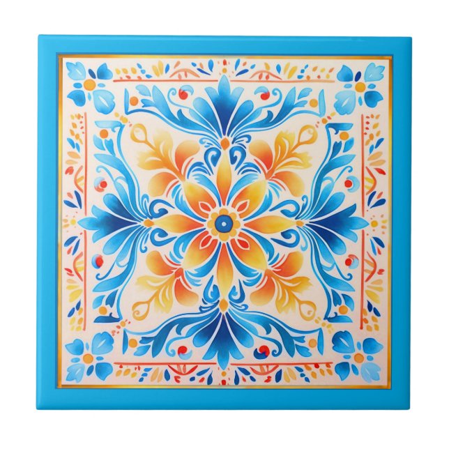 Mexikanska blommor Art Ceramic Tile Kakelplatta (Framsidan)