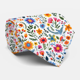 Mexikanska blommor, färgstarka Mönster Slips