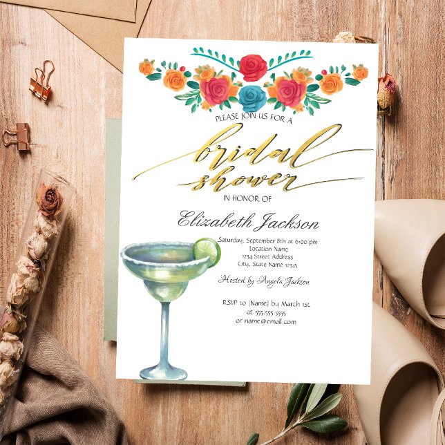Mexikanska blommor Margarita Bröllopsdusch  Inbjudningar (Skapare uppladdad)