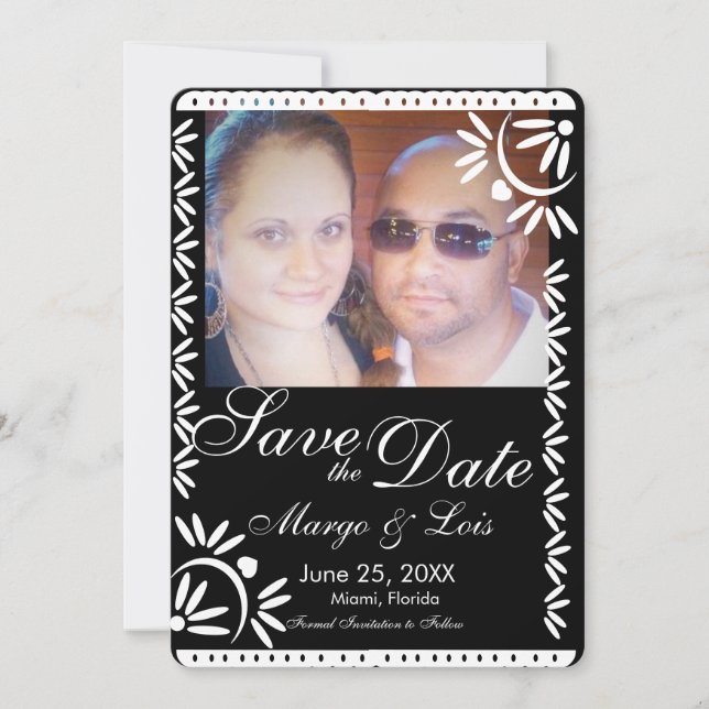 Mexikanska blommor Papel Picado Save the Date  Inbjudningar (Framsida)
