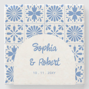 Mexikanska Blue Talavera Tiles Bröllop Stenunderlägg