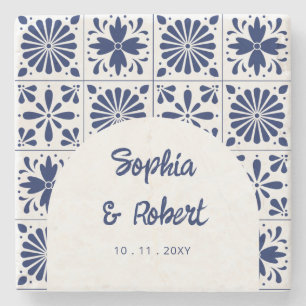 Mexikanska Blue Talavera Tiles Bröllop Stenunderlägg