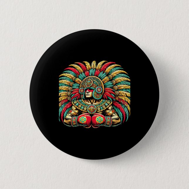 Mexikanska Boxing Aztec Warrior Design Knapp (Framsida)
