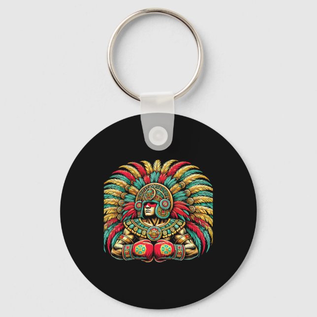 Mexikanska Boxing Aztec Warrior Design Nyckelring (Framsida)
