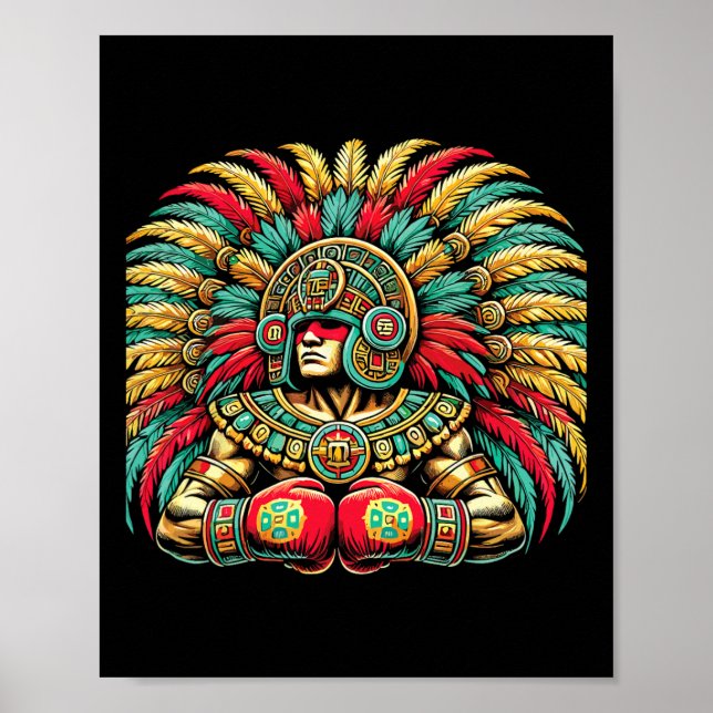 Mexikanska Boxing Aztec Warrior Design Poster (Framsidan)
