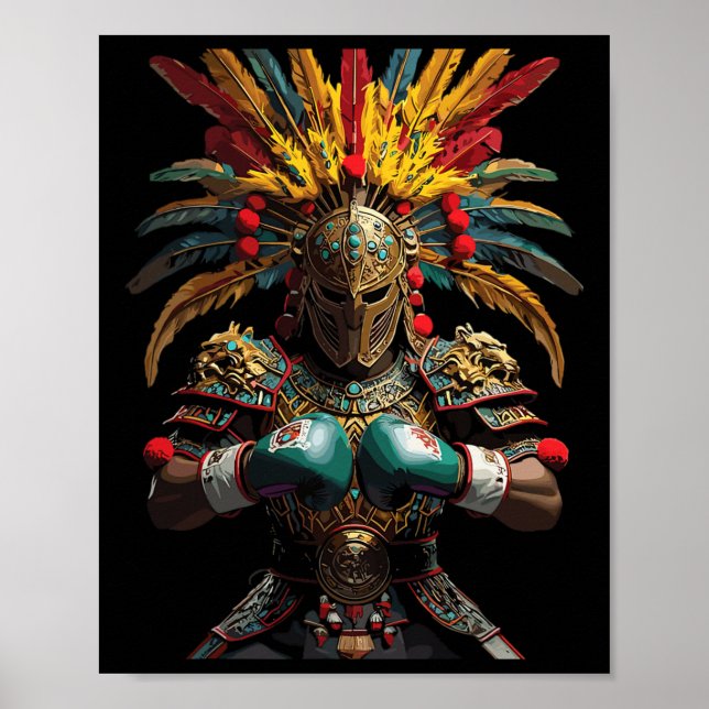 Mexikanska Boxing Aztec Warrior Power Poster (Framsidan)