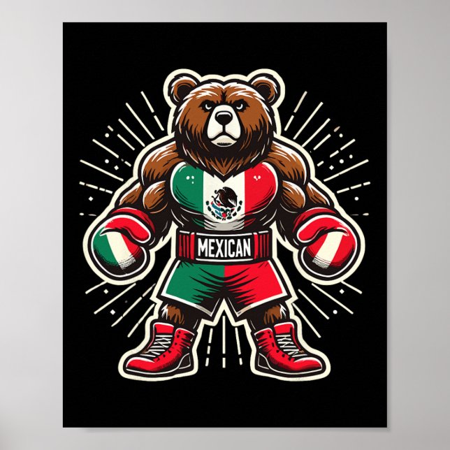 Mexikanska boxing Bear Poster (Framsidan)