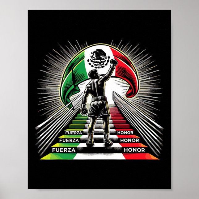 Mexikanska Boxing Fuerza Honor Spirit Poster (Framsidan)
