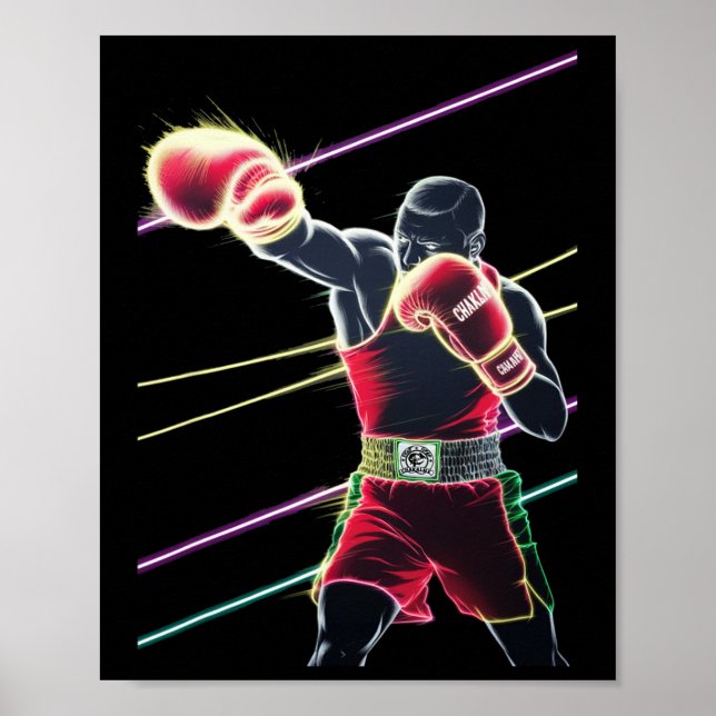 Mexikanska Boxing Neon Poster (Framsidan)