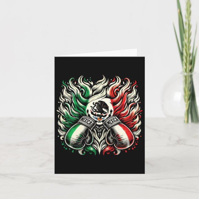 Mexikanska Boxing Pion Handskar Design Art Kort (Framsida)