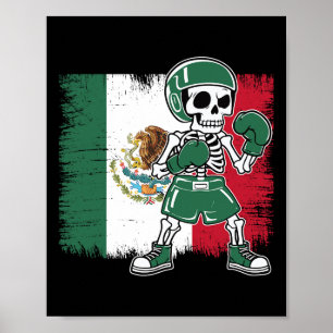 Mexikanska Boxing Shirt Funny Skeleton Poster