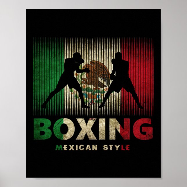 Mexikanska Boxing Vintage Mexiko Flagga Mexikanska Poster (Framsidan)