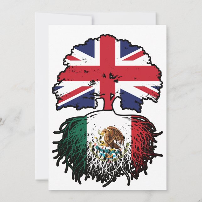 Mexikanska, brittiska, Träd, Flagga Inbjudningar (Framsida)
