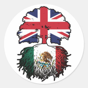 Mexikanska, brittiska, Träd, Flagga Runt Klistermärke