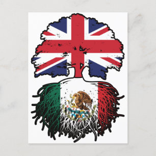 Mexikanska, brittiska, Träd, Flagga Vykort