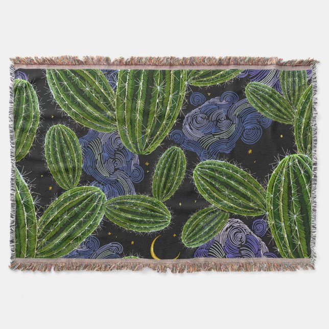 Mexikanska broderier: Cactus Nattsömlös. Filt (Framsidan)