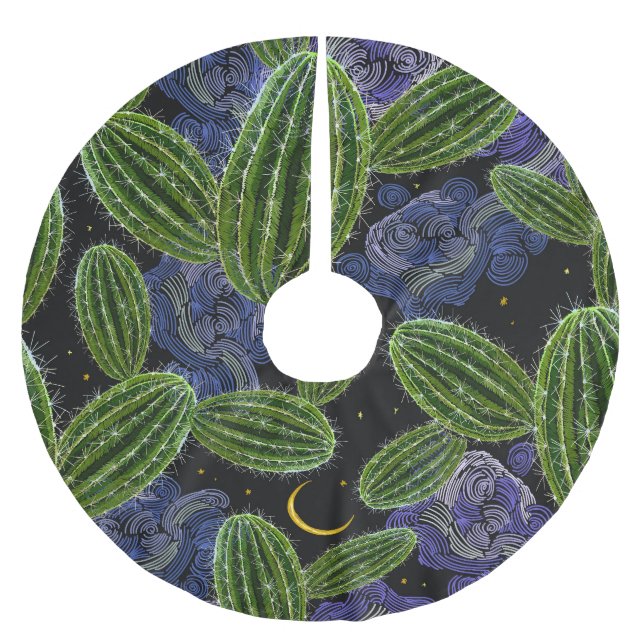 Mexikanska broderier: Cactus Nattsömlös. Julgransmatta Borstad Polyester (Framsidan)