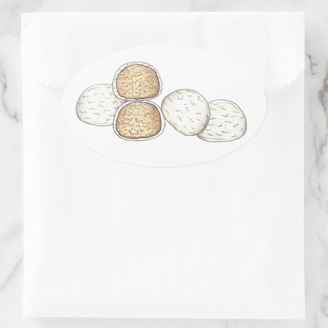 Mexikanska Bröllop Cookies Snowbollar Bakery Ovalt Klistermärke (Väska)
