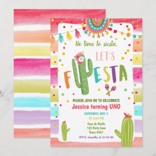 Mexikanska Cactus 1st First Fiesta Birthday Inbjudningar